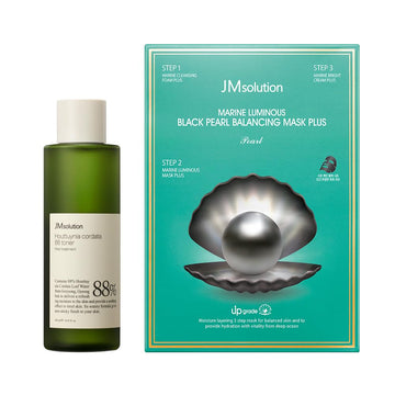 Jmsolution Skin Care Bundle- Heart Leaf Toner Black Pearl Facial Mask