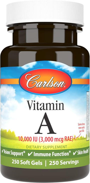 Carlson - Vitamin A, 10000 Iu (3000 Mcg Rae), Vision Health, 250 Softgels