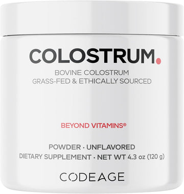 Codeage Bovine Colostrum Powder Supplement 4-Month Supply, 1000Mg Per Serving, Grass-Fed Ethically Sourced, Immunoglobulin-Rich Prized First Milk, Cold-Chain Pasteurized, Agglomerated, Non-Gmo, 4.3 Oz