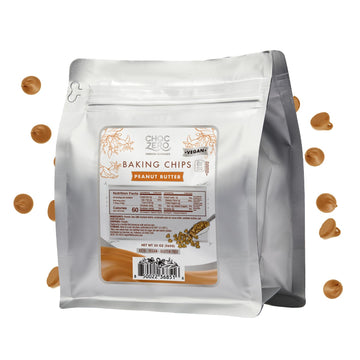 Choczero Peanut Butter Baking Chips - Sugar Free, Low Carb, Keto Friendly, Gluten Free - 20 Ounce Bulk Bag For Baking Keto Diet Cookies And Dessert