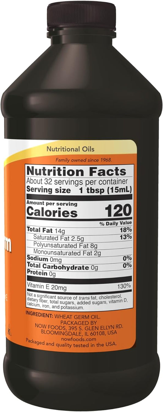 Now Supplements, Wheat Germ Oil With Essential Fatty Acids (Efas), Nutritional Oil, 16-Ounce