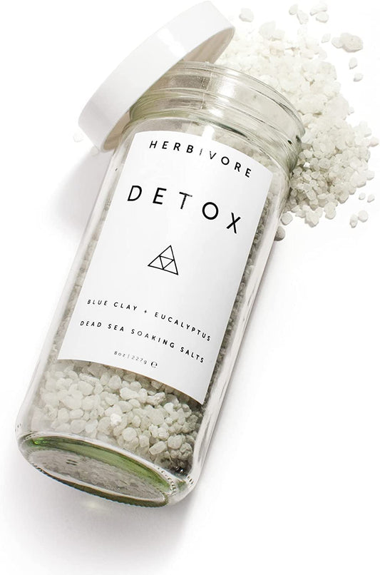 Herbivore Detox Soaking Bath Salts – Aromatherapeutic Blend Of Pacific Sea Salts, Detoxifying + Relaxing, Eucalyptus & Lavendar, Plant-Based, Vegan, Cruelty-Free, 8 Oz