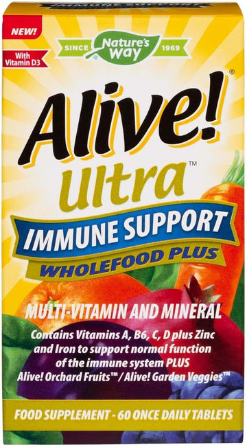Alive! Ultra Immune Support Wholefood Plus, Contains 22 Vitamins And Minerals, Specifically Formulated To Support The Immune System - 60 Tablets
