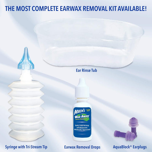 Mack'S Prorinse Ear Wax Removal System - 0.5 Fl Oz Ear Drops, Ear Plugs, Ear Wash Tub & Ear Syringe With Triple-Action Rinse Tip