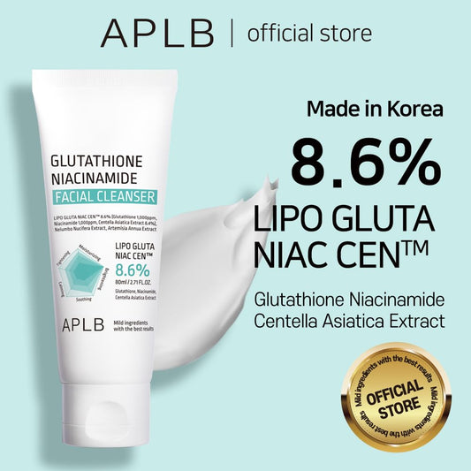 Aplb Glutathione Niacinamide Facial Cleanser | Lipo Gluta Niac Cen⢠8.6% 2.71 Fl.Oz/Korean Skincare, Cares For Tighten Pores & Sebum, Long Lasting Nourishment And Deep Moisture For Soft Skin