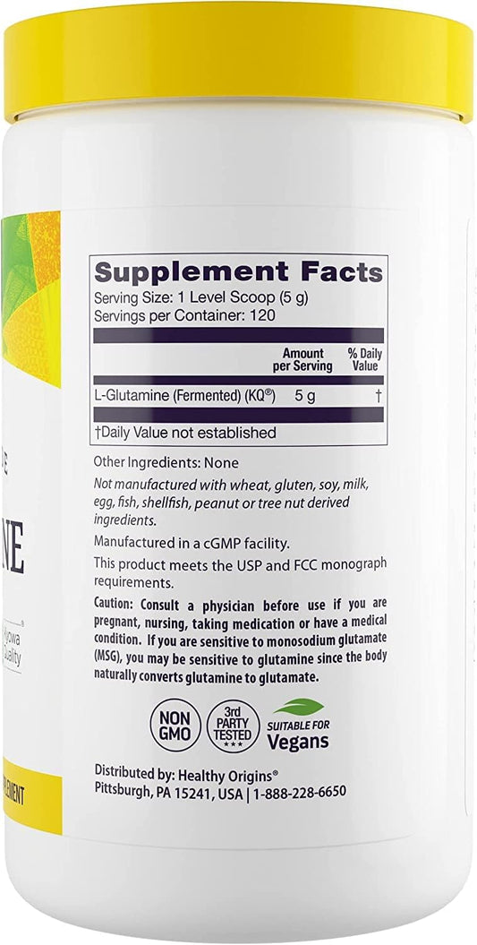 Healthy Origins L-Glutamine Powder, 600 G - Amino Acid & Muscle Strength Support - American-Made L-Glutamine Powder - Immune Support Supplement - Vegan, Non-Gmo & Gluten-Free Supplement - 21.2 Oz