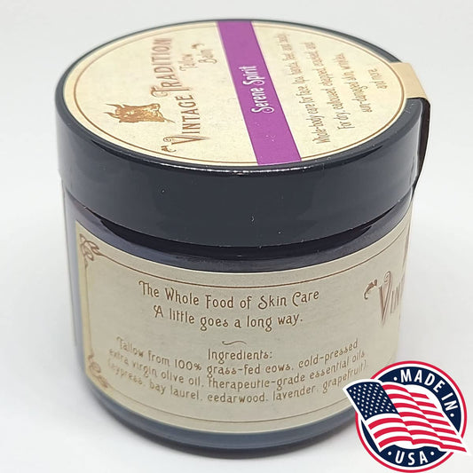 Vintage Tradition Beef Tallow All Purpose Balm - Healing, Hydrating Fragrant Forest Skin Care Salve Replaces Body Lotion, Hand Cream, More - Essential Oil, Olive Oil, And Grass-Fed Tallow, 2 Fl Oz