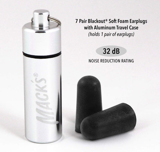 Mack'S Blackout Soft Foam Earplugs, 7 Pair With Travel Case - 32 Db Highest Nrr, Comfortable Ear Plugs For Concerts, Jam Sessions, Nightclubs, Loud Events And Shooting Sports
