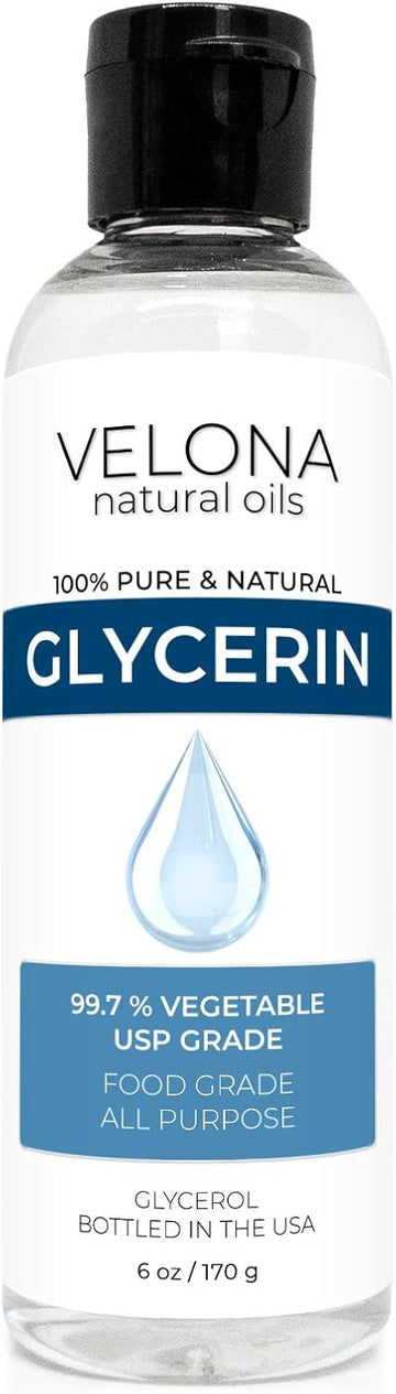 velona Glycerin Vegetable USP Grade 6 oz | 100% Pure and Natural Carrier Oil | Hair and Face Moisturizer for Dry Skin, Bubble Bath, Glycerin Soap, Soap Base | Use Today - Enjoy Results