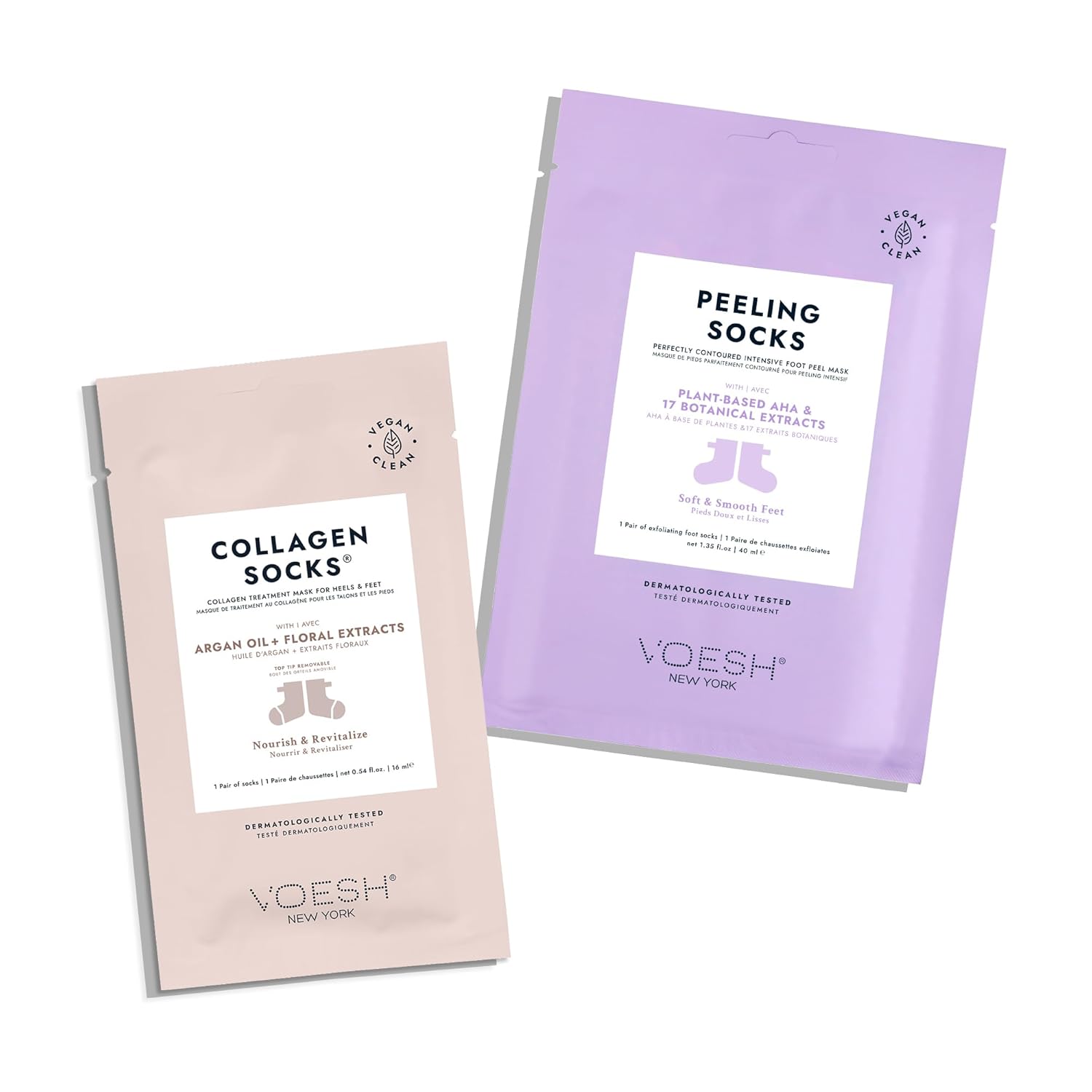 Voesh- Exfoliating Peeling Socks, Foot Peel For Dry Feet, Vegan Beauty, Callus Remover, Intensive Foot Treatment, At Home Spa, Treatment Socks