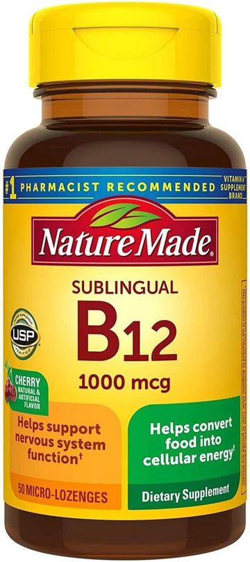 Nature Made B-12 1000 Mcg Micro-Lenges Cherry Avor 50 Ea (Pack Of 2)