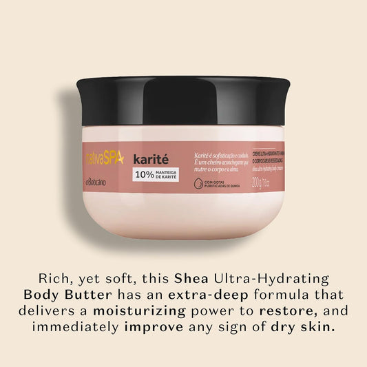 Nativa Spa By O BoticƔrio, Shea Moisturizing Body Butter, Deep Hydration And Nourishment For Silky-Soft Skin, 7 Ounce