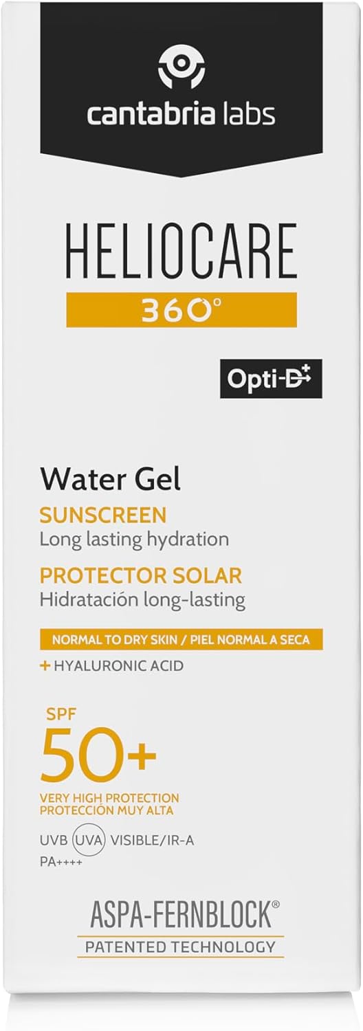 Heliocare 360° Water Gel Spf50+, Hydrating Sun Cream With Aspa-Fernblock+ Technology To Protect Against Uva, Uvb, Visible Light And Infrared A-Rays, Lightweight, Anti-Ageing, Cruelty Free (50Ml)