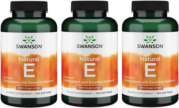Swanson Vitamin E - Natural Vitamin Supplement Promoting Cardiovascular Health - Natural Formula Delivering Essential D-Alpha Tocopherols - (100 Softgels, 1000 Iu Each) 3 Pack