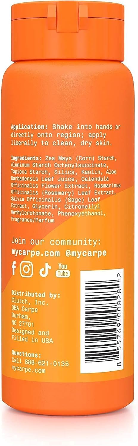 Carpe Sweat Absorbing Talc-Free Body Powder For Women, Anti-Chafing And Safe For Feminine Areas, White Jasmine Scent : Beauty & Personal Care