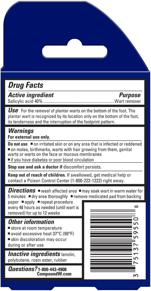 Compound W Maximum Stregth One Step Plantar Foot Pads 20 Ea : Health & Household