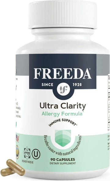 Freeda Natural Allergy Formula With Quercetin, Bromelain & Nettle Leaf - Kosher Certified And Vegan - Supports Healthy Sinus & Respiratory Function - Non-Drowsy Immune Support For Seasonal Wellness