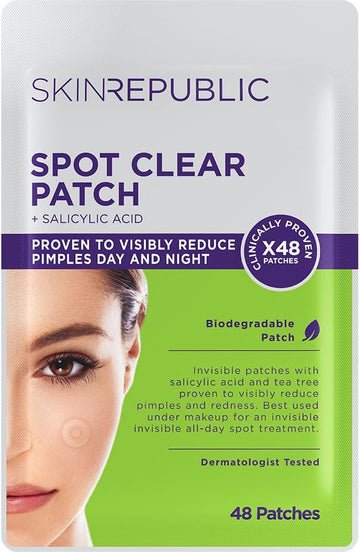 Skin Republic Face Spot Clear Patches (48 X Patches) | Acne Treatment With Salicylic Acid | Clears Spots, Blemishes And Pimples Overnight | Made In Korea