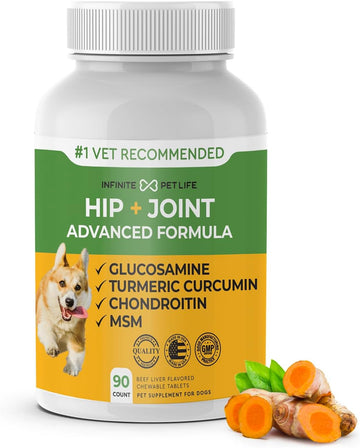 Advanced Hip & Joint Formula - 90 Mobility & Pain Relief Dog Chews - Glucosamine, Chondroitin, Msm, & Turmeric For Superior Joint Health