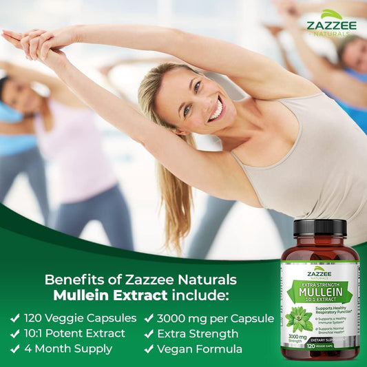 Zazzee Extra Strength Mullein 10:1 Extract, 3000 Mg Strength, 120 Vega