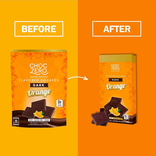 Choczero Dark Chocolate Orange Squares, Vegan, Sugar Free, Gluten Free, Low Carb, 3.2 Ounce (Pack Of 4)
