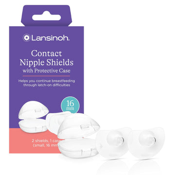Lansinoh Contact Nipple Shields For Breastfeeding, 2 Nipple Shields (16Mm) And Case