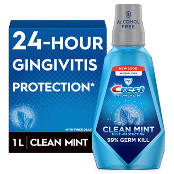 Crest Pro-Health Multi-Protection Mouthwash With Cpc, Clean Mint, 1L (33.8 Fl Oz), Crest Mouthwash, Gingivitis Treatment