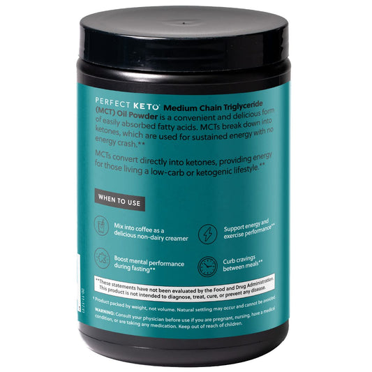 Perfect Keto 7G Mct Oil Powder, Medium Chain Triglycerides Supplement, Non Dairy Coffee Creamer For Keto Diet, Ketogenic Mct Oil Mix For Coffee, Smoothie, Protein Shakes, Chocolate, 30 Servings