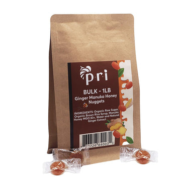 P.R.I Manuka Honey & Ginger Nuggets, Sweet And All Natural Hard Candy Treat, 1Lb