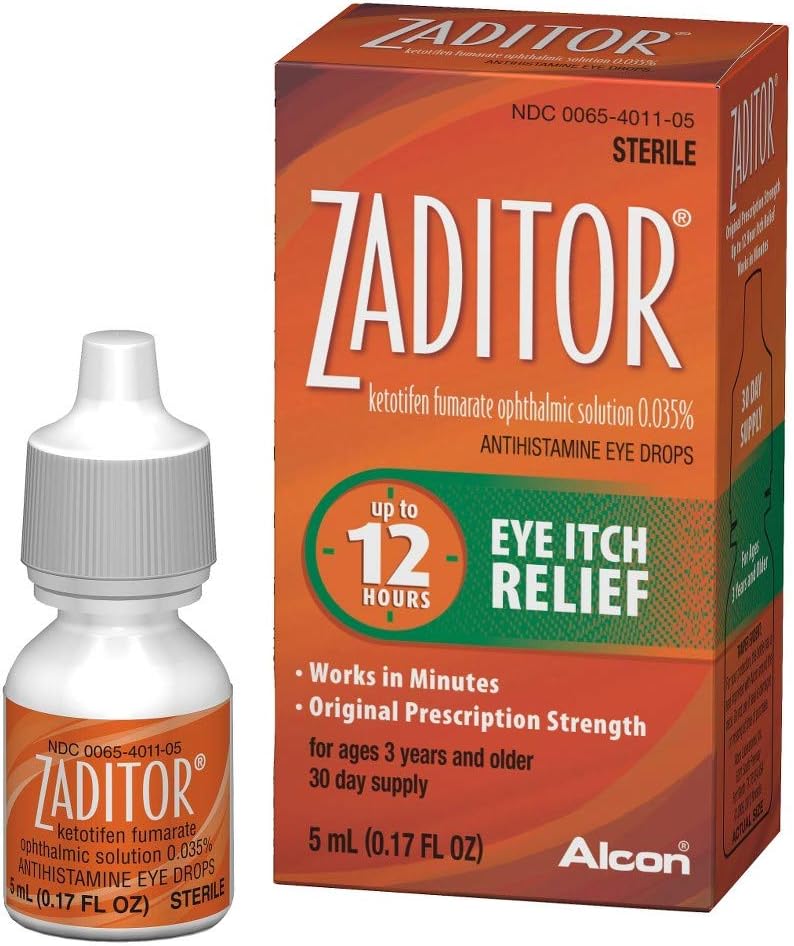 Zaditor 78047661 Eye Itch Relief Antihistamine Eye Drops, 0.17 Fl Oz : Health & Household