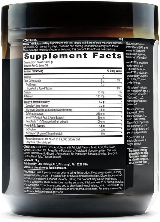 Beyond Raw Lit | Clinically Dosed Pre-Workout Powder | Contains Caffeine, L-Citrulline, Beta-Alanine, And Nitric Oxide | Icy Fireworks | 30 Servings