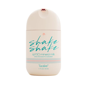 Vacation Shake Shake Spf 50 Mineral Milk Face Sunscreen, Non-Comedogenic, Streak-Free, Water-Resistant Broad Spectrum Sun Block, Non-Nano Zinc Formula, Vegan, Moisturizer With Spf, 1.7 Fl. Oz
