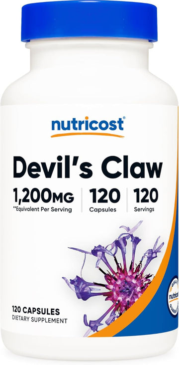 Nutricost Devils Claw 1200Mg Equivalent, 120 Capsules - Veggie Caps, Non-Gmo, Gluten Free, And Vegetarian Friendly
