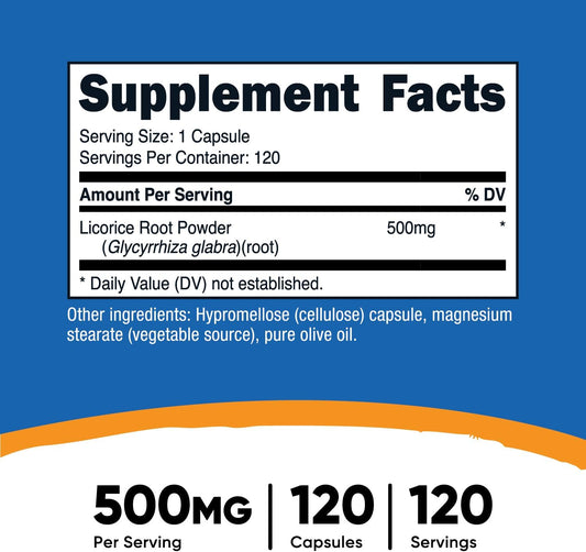 Nutricost Licorice Root 500Mg, 120 Capsules - Non-Gmo, Gluten Free