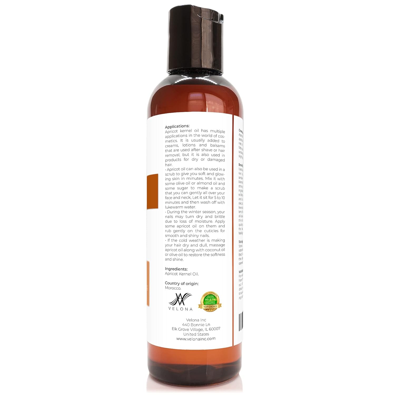 velona Apricot Kernel Oil 4 oz | 100% Pure and Natural Carrier Oil | Refined, Expeller Pressed | Hair, Body and Skin Care | Use Today - Enjoy Results : Beauty & Personal Care