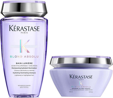 Kérastase Blond Absolu, 2-Step Routine For Lightened Hair, Contains Hydrating And Illuminating Shampoo & Anti-Brass Hair Mask