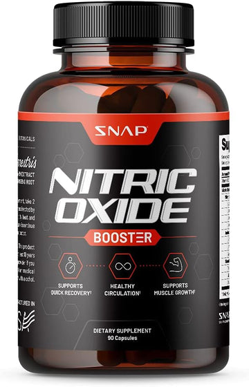 Snap Supplements Nitric Oxide Booster, Nitric Oxide Supplement For Blood Circulation And Blood Flow, 90 Capsules