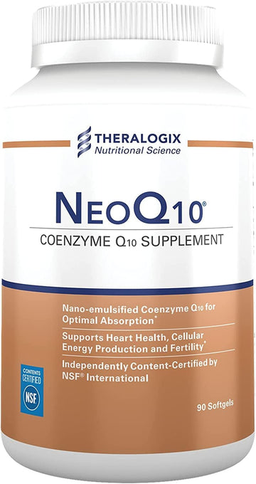 Theralogix Neoq10 Coenzyme Q10 Supplement - Heart Health & Fertility Support - Coq10 Fertility Supplement For Men & Women* - Nsf Certified - 90 Softgels (90-Day Supply)