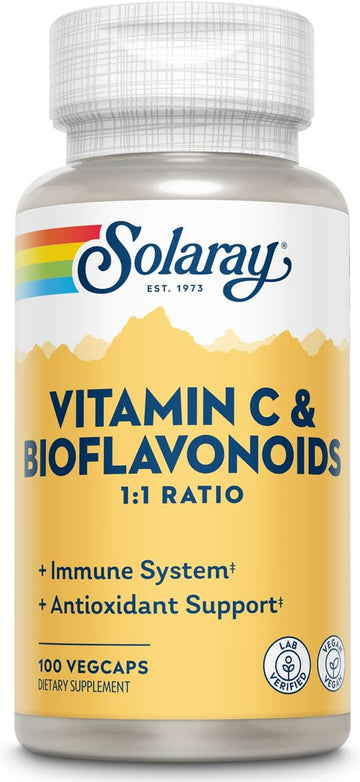 Solaray Vitamin C 500Mg With Citrus Bioflavonoids, 1:1 Ratio - Antioxidant And Immune Support Supplement - Vitamin C With Rose Hips And Acerola, Vegan, 60-Day Guarantee, 50 Servings, 100 Vegcaps