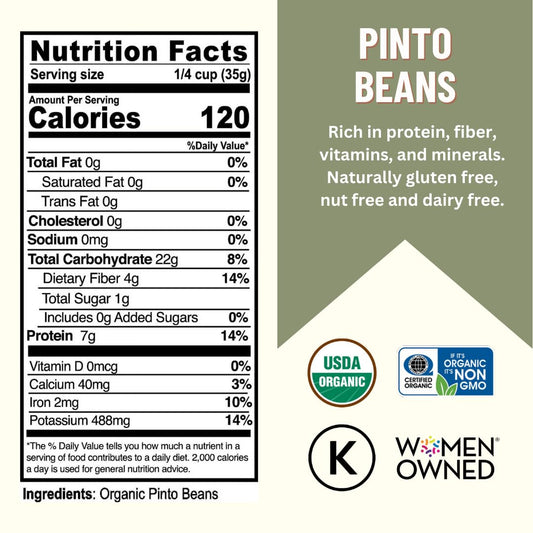 Mountain High Organics, Certified Organic Pinto Beans, Pack Of 6 1Lb Bags