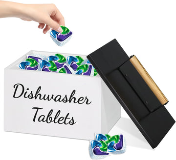 Dishwasher Pod Container, Rustic Dishwasher Holder With Lid, Dishwasher Tablet Container For Kitchen Decor And Accessories, Wood Laundry Detergent Pods Container, Kitchen Storage Container