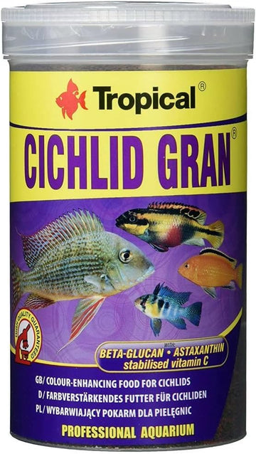 Cichlid Gran 1000Ml/550G - Special Food For All Cichlids Malawi Tanganyika, Colour Enhancing Granulated Food