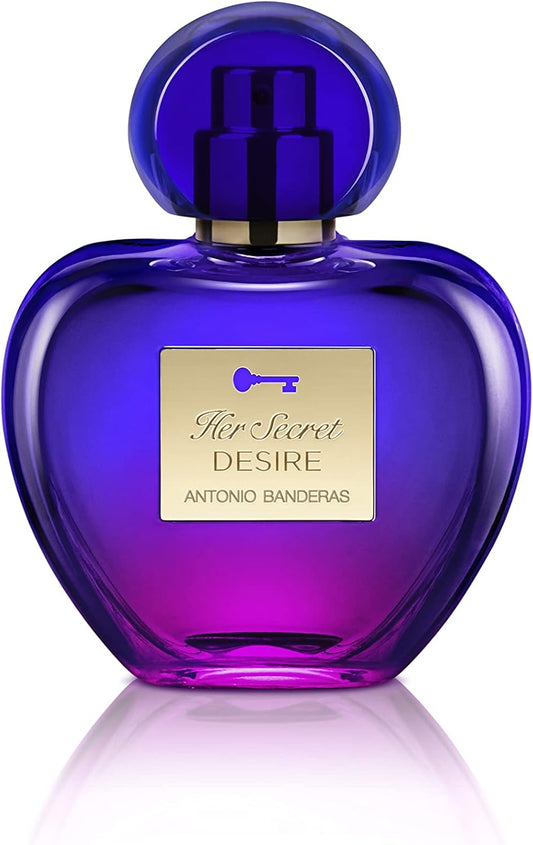 Banderas Perfumes - Her Secret Desire - Eau De Toilette Spray For Women - Long Lasting - Floral, Fruity And Sweet Fragrance - Woody, Vanilla And Floral Notes - Ideal For Day Wear - 50 Ml