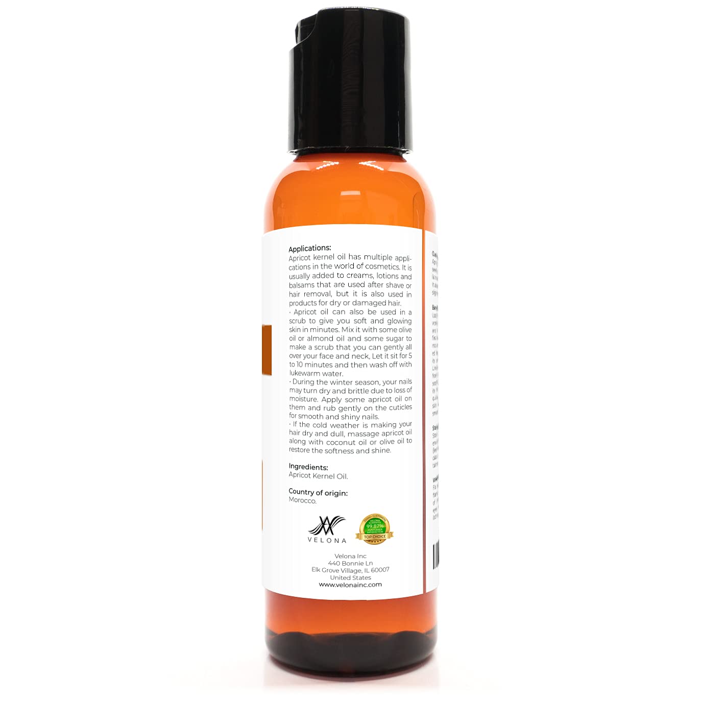velona Apricot Kernel Oil 2 oz | 100% Pure and Natural Carrier Oil | Refined, Expeller Pressed | Hair, Body and Skin Care | Use Today - Enjoy Results : Beauty & Personal Care