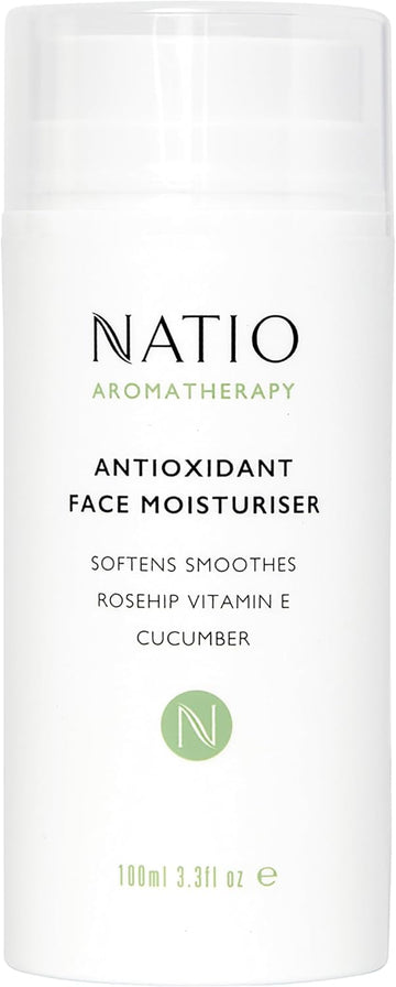 Natio Australia Aromatherapy Antioxidant Face Moisturiser, 100 Ml - Anti-Aging Face Cream - Rosehip And Vitamin E - Face Lotion For All Skin Types