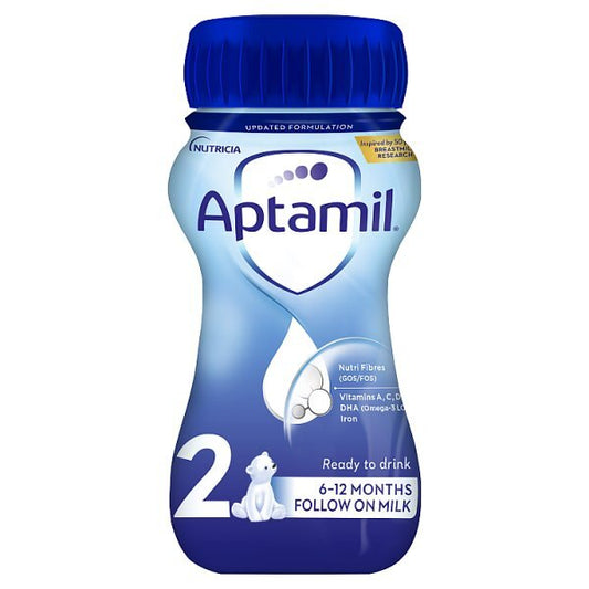 Aptamil 2 Follow On Baby Milk Formula Liquid 6-12 Mths 200Ml