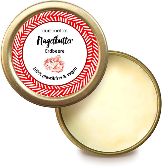 Puremetics Nail Butter 'Various Fragrances', Nourishing Butter For Cuticles, Fingernails, Nail Bed, Toes And Feet, 10 Ml (Strawberry Scent)