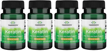 Swanson Keratin (From Tibetan Wool) - Natural Supplement Promoting Healthy Joints, Hair, Skin & Nails - Helps Nourish Healthy Connective Tissues - (60 Capsules, 50Mg Each) (4 Pack)