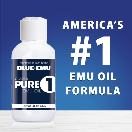 Blue Emu Pure 1 Emu Oil, Face Body and Hair Oil, Ideal for Deep Hydration and Moisture, 1 oz