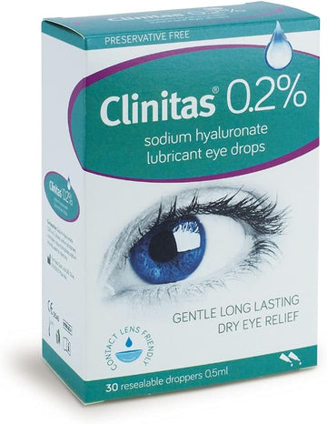 Clinitas 0.2% Soothe Eye Drops For Dry Eye. Suitable For Contact Lens Wearers And Preservative Free For The Relief Of Dry And Gritty Eyes 30 X 0.5 Ml Vials And Fully Resealable
